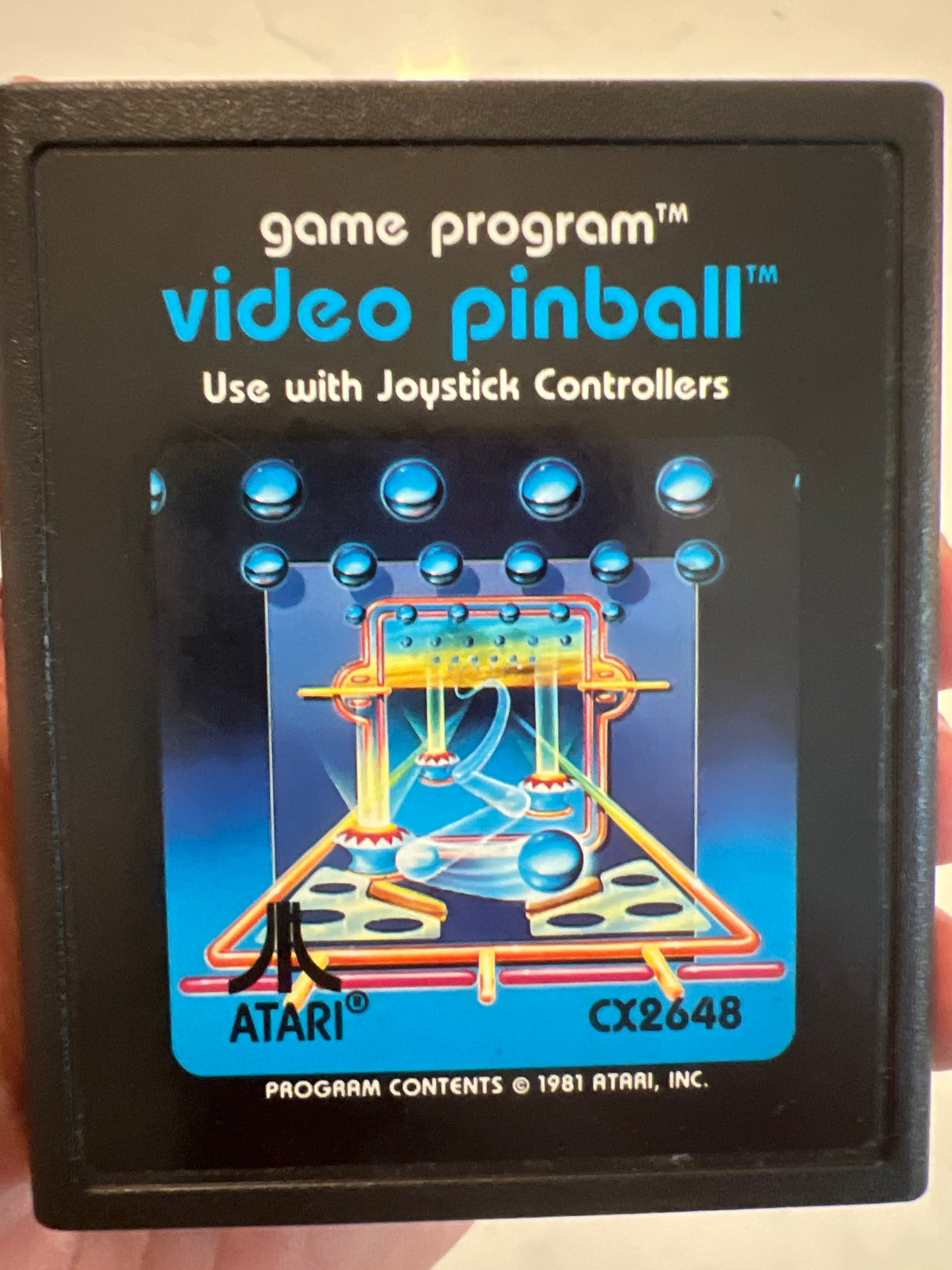 Video Pinball (Atari 2600, 1981) CX2648 Game Cartridge Great Label 2600+