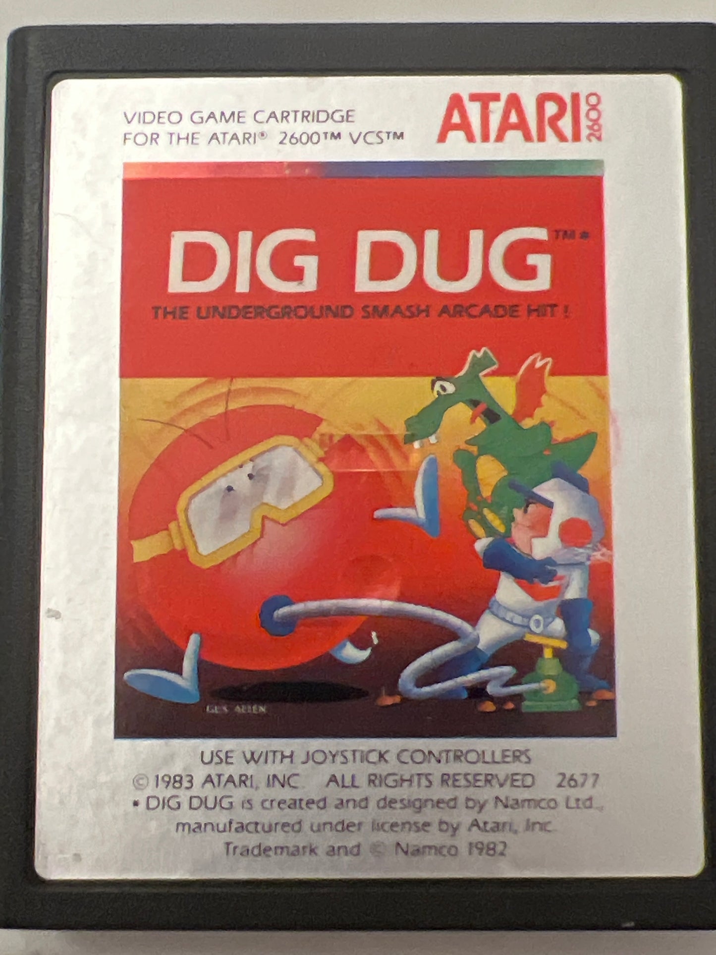 Vintage Dig Dug Atari 2600 Video Game Cartridge Tested on Atari 2600+